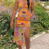 High Side Slit Sleeveless Midi Body-con Dress